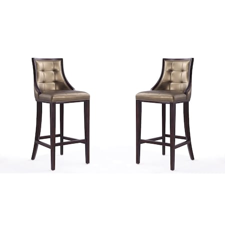 Manhattan Comfort Fifth Avenue Bar Stool in Bronze and Walnut, PK2 2-BS007-BZ